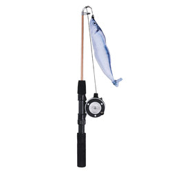 PAWS ASIA Wholesale Hot Selling Interactive Retractable Teaser Stick Fishing Rod Cat Toy Wand
