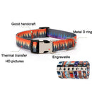 PAWS ASIA Factory Polyester Colorful Personalized Printed Engraved Metal Buckle Dog Collar Cat