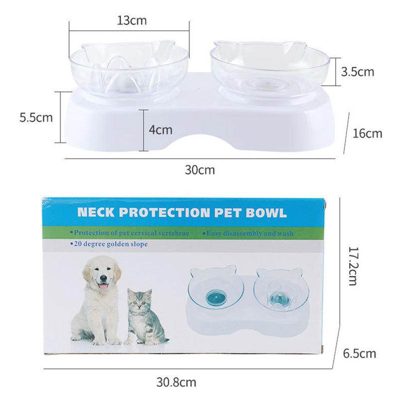 PAWS ASIA Manufacturers Plastic Luxury Elevated Slow Feeder Transparent Double Cat Bowl Dog