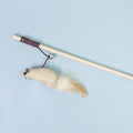 PAWS ASIA Factory Wood Interactive Teaser Feather Wand Mouse Cat Toy Stick With Bell