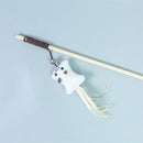 PAWS ASIA Factory Wood Interactive Teaser Feather Wand Mouse Cat Toy Stick With Bell
