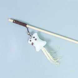 PAWS ASIA Factory Wood Interactive Teaser Feather Wand Mouse Cat Toy Stick With Bell