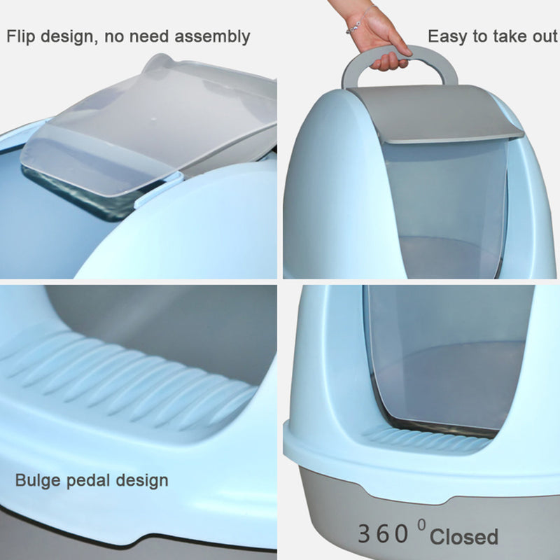 PAWS ASIA Factory New Design Plastic Full Closed Large Cat Litter Box Pet Cleaning With Handle