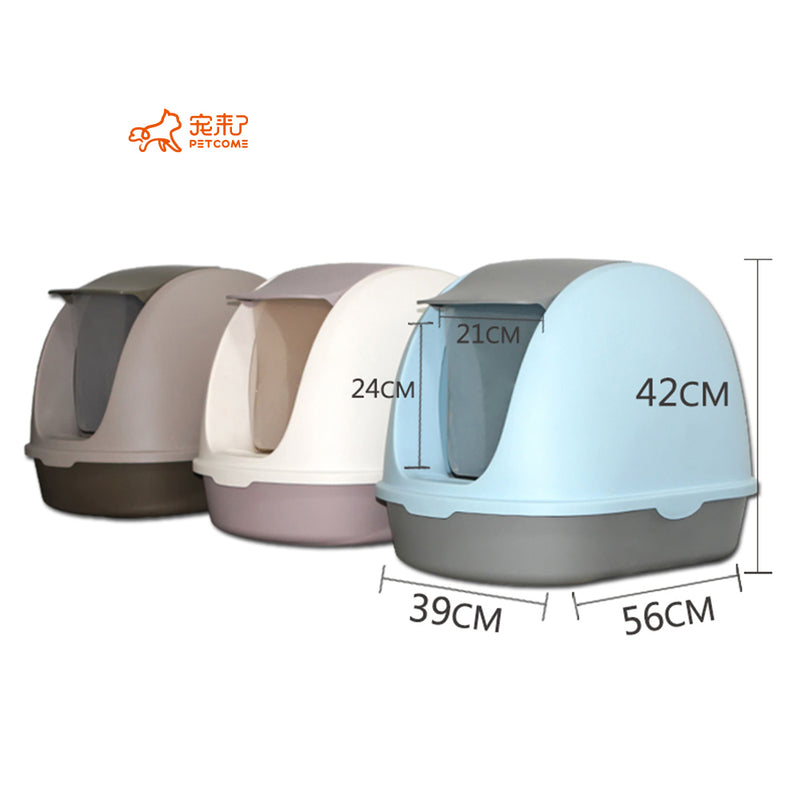 PAWS ASIA Factory New Design Plastic Full Closed Large Cat Litter Box Pet Cleaning With Handle