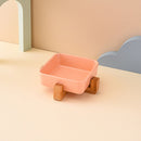 PAWS ASIA Factory Square Elevated Ceramic Pet Feeding Double Dog Cat Bowl With Wood Stand