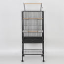 PAWS ASIA Manufacturers Hot Selling Black Metal Large Parrots Bird Cage With Tray And Shelf
