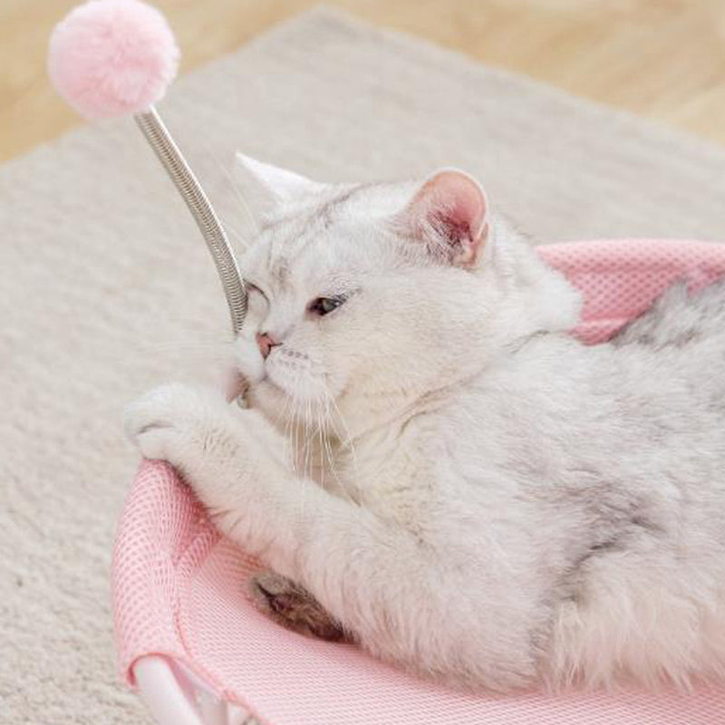 PAWS ASIA Wholesale Make Modern Elevated Luxury Removable Round Calming Cute Plush Blanket Bed For Cats With Wand