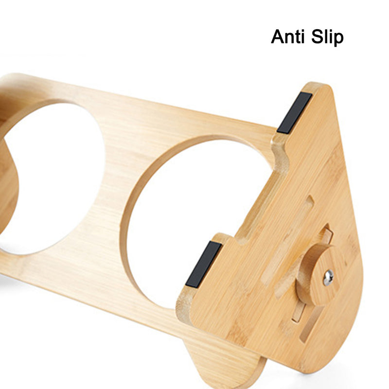 PAWS ASIA Factory New Raised 15 Degree Tilted Ceramic Adjustable Cat Bowl With Wood Stand
