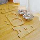 PAWS ASIA Manufacturers New Stainless Elevated Height Adjustable Dog Bowl With Bamboo Stand