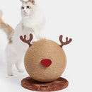 PAWS ASIA Suppliers Eco Friendly Sisal Handmade Christmas Cute Cat Toy Scratcher Ball With Antlers