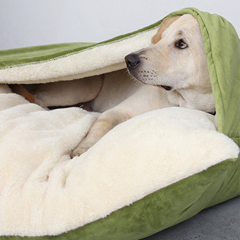 PAWS ASIA Wholesale New Washable Anti Anxiety Plush Large Cute Cat Dog Bed With Blanket Cover