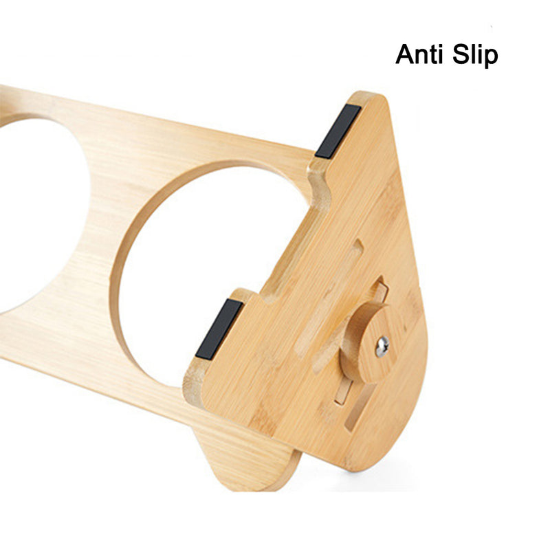 PAWS ASIA Manufacturers New Stainless Elevated Height Adjustable Dog Bowl With Bamboo Stand