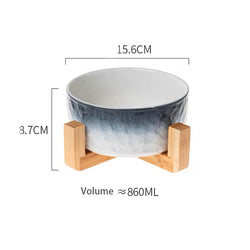 PAWS ASIA Suppliers Wholesale Custom Modern Unique Designed Luxury Ceramic Elevated Cat Bowl Dog With Wood Stand