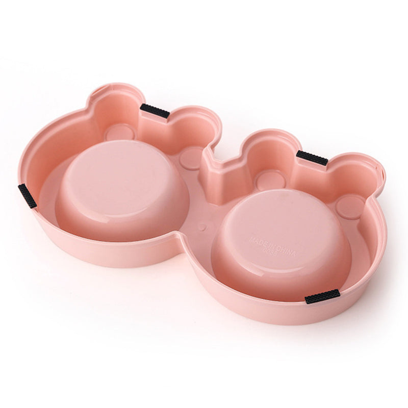 PAWS ASIA Suppliers Portable Stainless Steel Cute Double Small Dog Bowl Cat Food Water Feeding