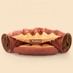 PAWS ASIA Supplier New Hot Sale Foldable Macrame Matcha Color Cat Bed Tunnel Toy