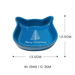 PAWS ASIA Wholesale Christmas Cute Round Ceramic Cat Bowl Dog Feed Food And Water