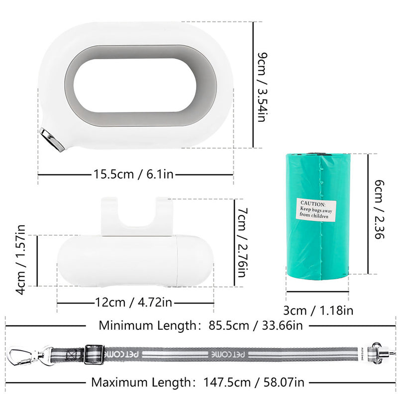 PAWS ASIA Factory Pet Product Low Moq Direct Sale Led Light Nylon Dog Leash With Waste Bag Dispenser