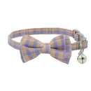 PAWS ASIA Manufacturers Soft Cotton Fancy Tartan Cat Dog Collar Leash Set With Bow Flower