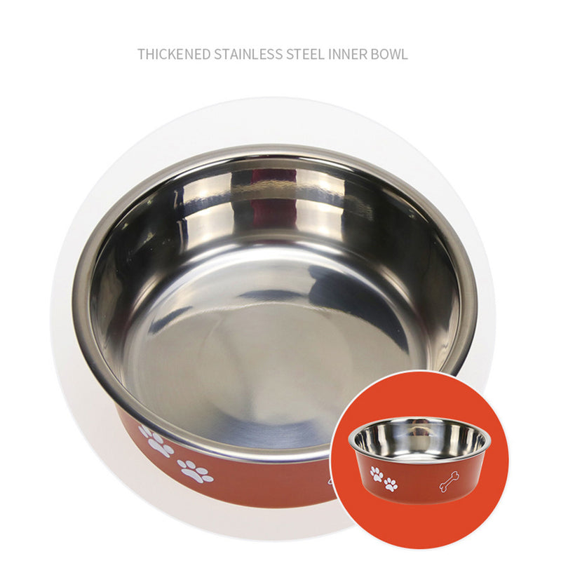PAWS ASIA Wholesale High Quality Printed Portable Non Slip Large Stainless Steel Dog Food Bowls