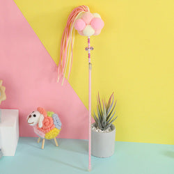 PAWS ASIA Manufacturers Plastic Colorful Tassel Interactive Teaser Cat Toy Wand With Bell