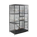 PAWS ASIA Wholesale Huge Metal Parrot Canary Pet 3 Tier Breeding Bird Cage Aviary With Tray And Wheel