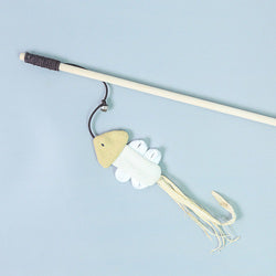 PAWS ASIA Factory Wood Interactive Teaser Feather Wand Mouse Cat Toy Stick With Bell