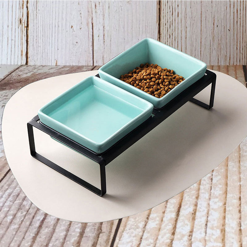 PAWS ASIA Manufacturers Direct Sale Iron Elevated Ceramic Protect Cervical Feeding Dog Bowl Cat