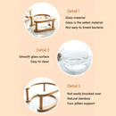 PAWS ASIA Factory Elevated Protect Cervical Clear Water Glass Dog Bowl With Bamboo Cat Feed