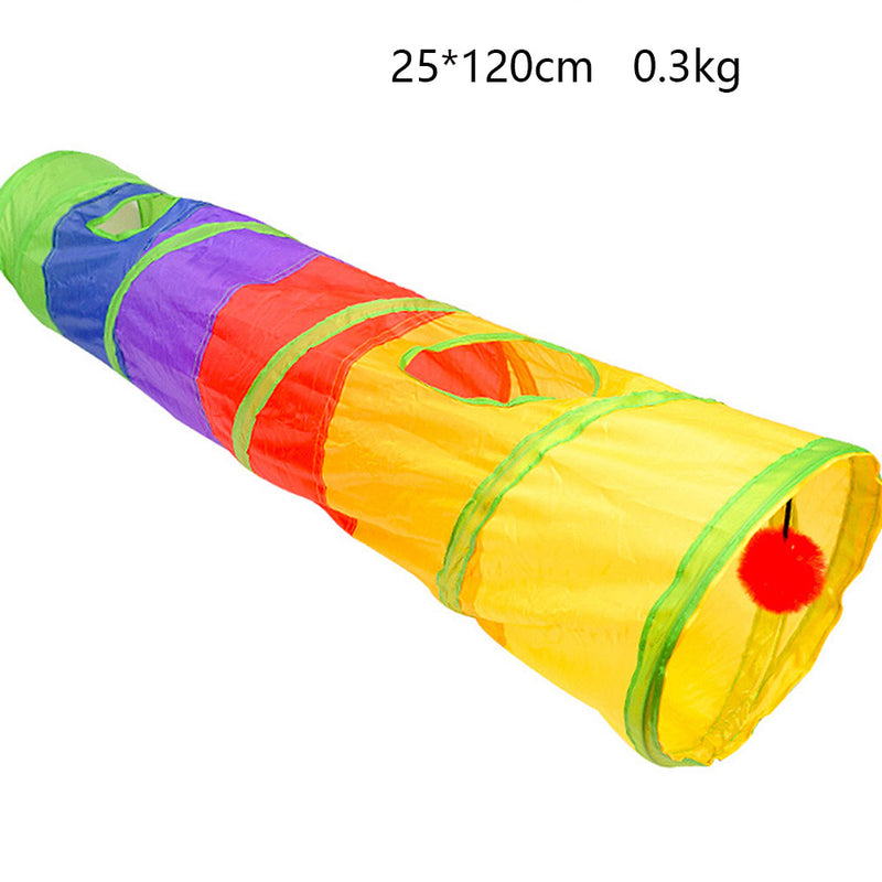 PAWS ASIA Manufacturers Dropshipping Summer Foldable Indoor  Colorful Durable Roller Long Cat Toys With Tunnel Motion