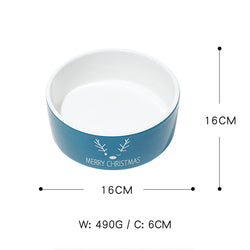 PAWS ASIA Wholesale Christmas Cute Round Ceramic Cat Bowl Dog Feed Food And Water