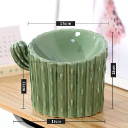 PAWS ASIA Suppliers Custom Ceramic Luxury Cactus Tall Non Slip Elevated Slanted Cat Bowl Dog