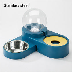 PAWS ASIA Wholesale Modern Portable Stainless Steel Automatic Double Cat Bowl Pet Food And Water