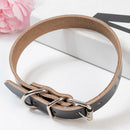 PAWS ASIA Wholesale Custom Pet Supplies Luxury Adjustable Pure Cowhide Leather Dog Collar Metal Buckle