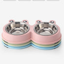 PAWS ASIA Suppliers Portable Stainless Steel Cute Double Small Dog Bowl Cat Food Water Feeding
