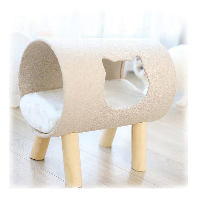 PAWS ASIA Amazon Hot Sale Cool Washable Cute Wooden Elevated Pink Cat Tunnel Bed2