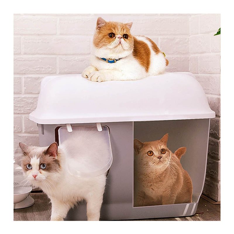 PAWS ASIA Factory Hot Selling Plastic Pink Double Layer Big Size Enclosed Cat Litter Box With Small Corridor