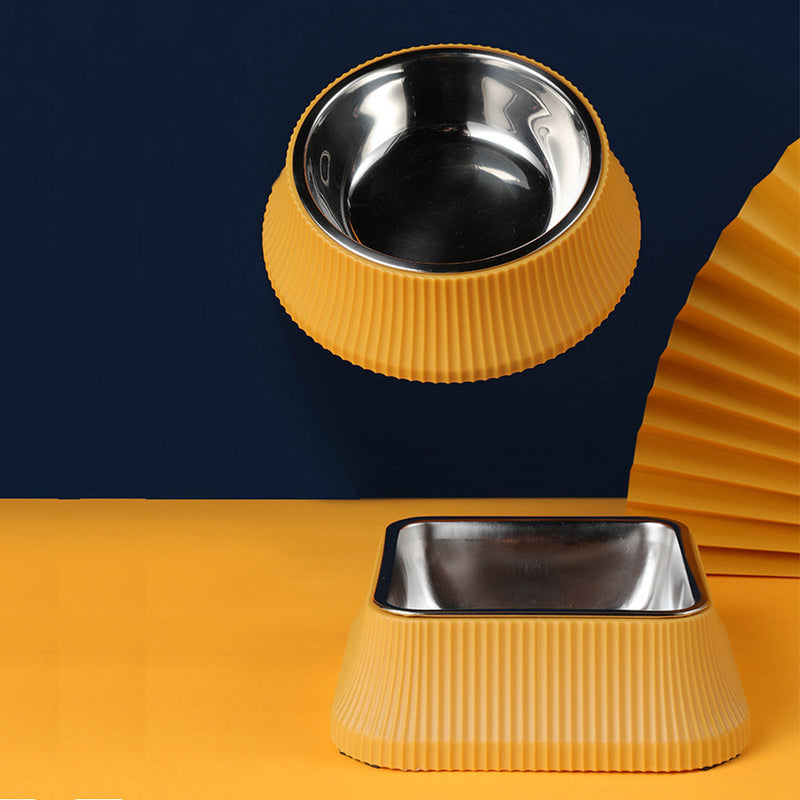 PAWS ASIA Factory Stainless Steel Rectangular Separate Luxury Feeding Portable Dog Bowl