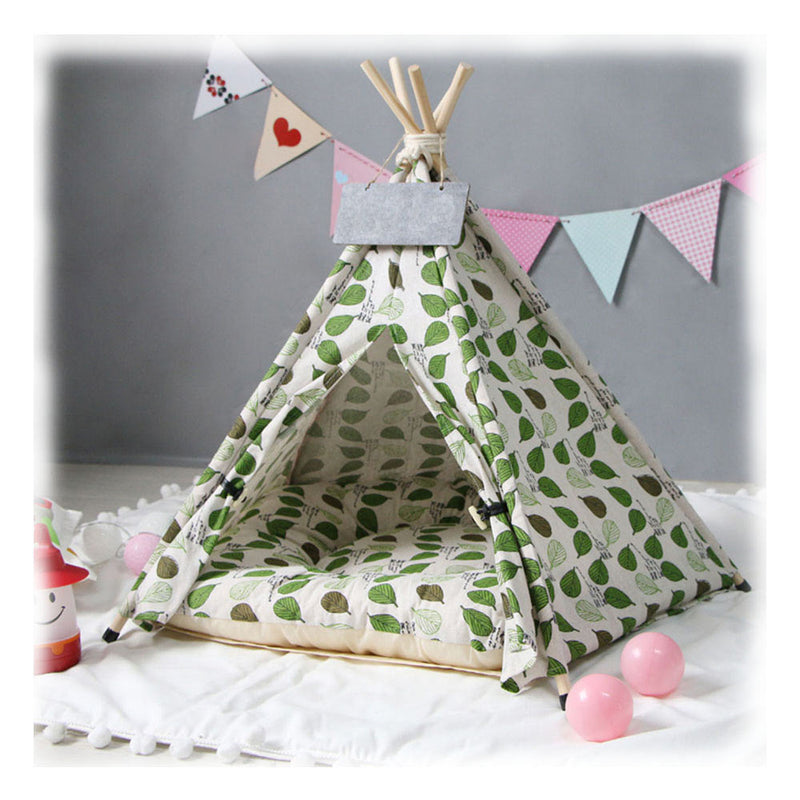 PAWS ASIA Manufacturer Dropshipping High Quality Removable Wood Frame Warm Cat Bed Dog Teepee Tents House