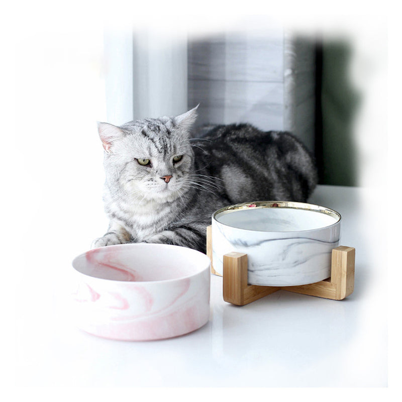 PAWS ASIA Manufacturers Luxury Elevated Pink Eco Dog Bowl With Wood Stand