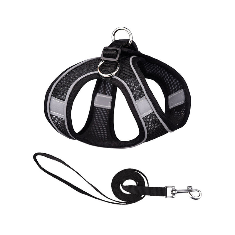 PAWS ASIA Supplier Breathable Mesh Reflective Luxury Adjustable Cute Dog Harness And Leash Set