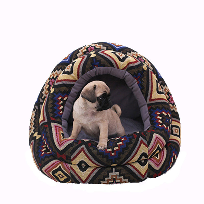 PAWS ASIA Supplier Dropshipping Small Pet Plush Detachable Half Enclosed Fancy Cat Bed Dog
