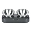 PAWS ASIA Supplier Stainless Steel Adjustable 15 Degree Tilted Raised Double Cat Bowl Dog