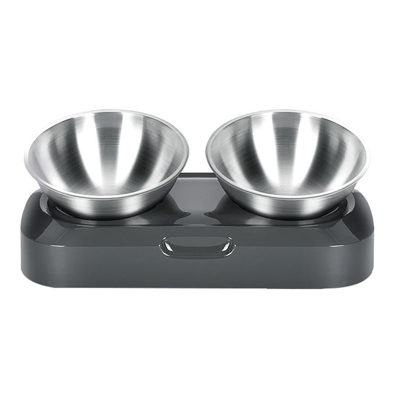 PAWS ASIA Supplier Stainless Steel Adjustable 15 Degree Tilted Raised Double Cat Bowl Dog