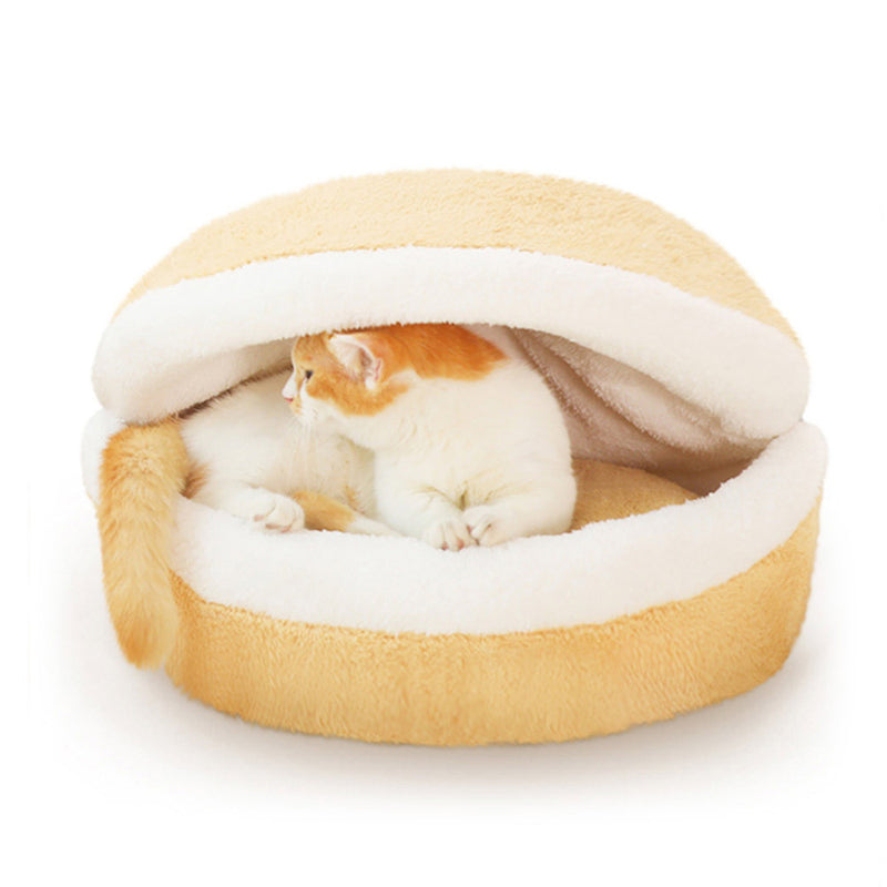 PAWS ASIA Suppliers Eco Portable Cute Plush Enclosed Round Pet Bed Cave Nest