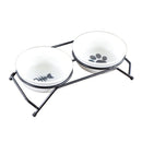 PAWS ASIA Suppliers Fashion Designed Ceramic Elevated Double Metal Stand Cat Bowl Feeder Dog
