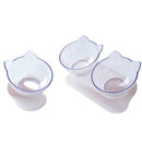 PAWS ASIA Suppliers Pet Transparent Raised 15 Degree Tilted Plastic Double Feeding Cat Bowl Dog