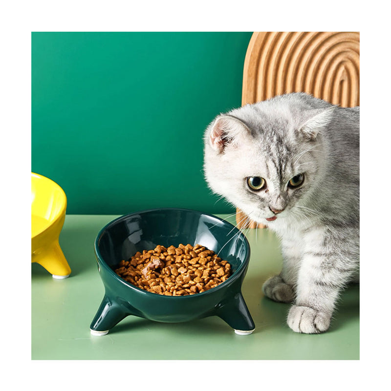 PAWS ASIA Suppliers Three legged Elevated Ceramic Tilted Kawaii Cervical Feeder Cooling Dog Bowl Cat