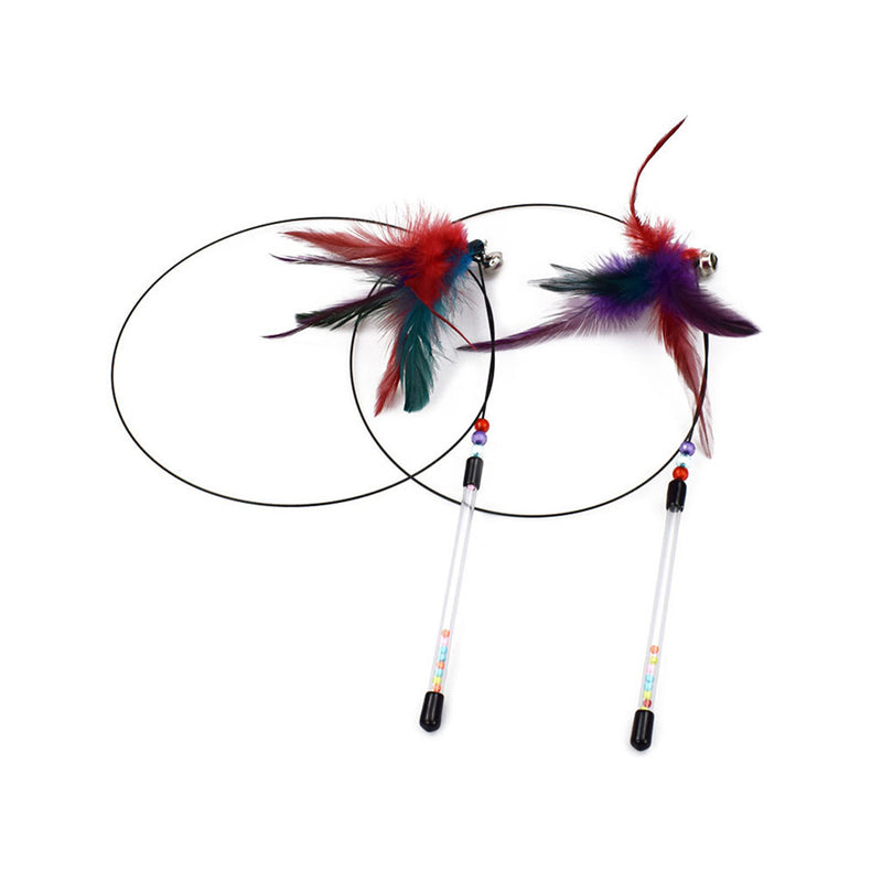 PAWS ASIA Suppliers Wholesale Wire Interactive Pet Teaser Playing Feather Cat Toy Wand Stick