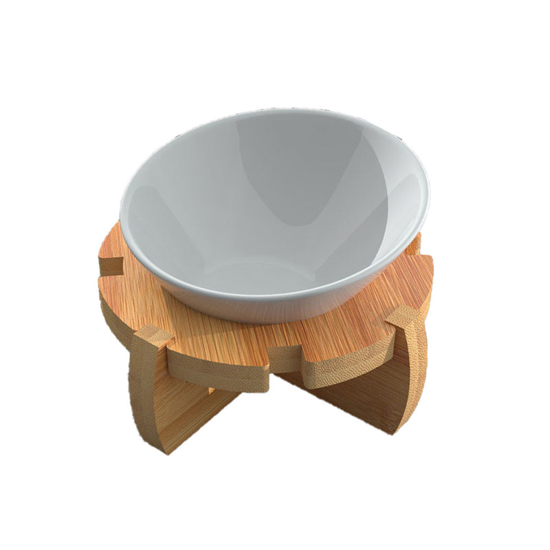 PAWS ASIA Wholesale Bamboo 15 Degree Tilted Protect Cervical Pet Ceramic Bowl