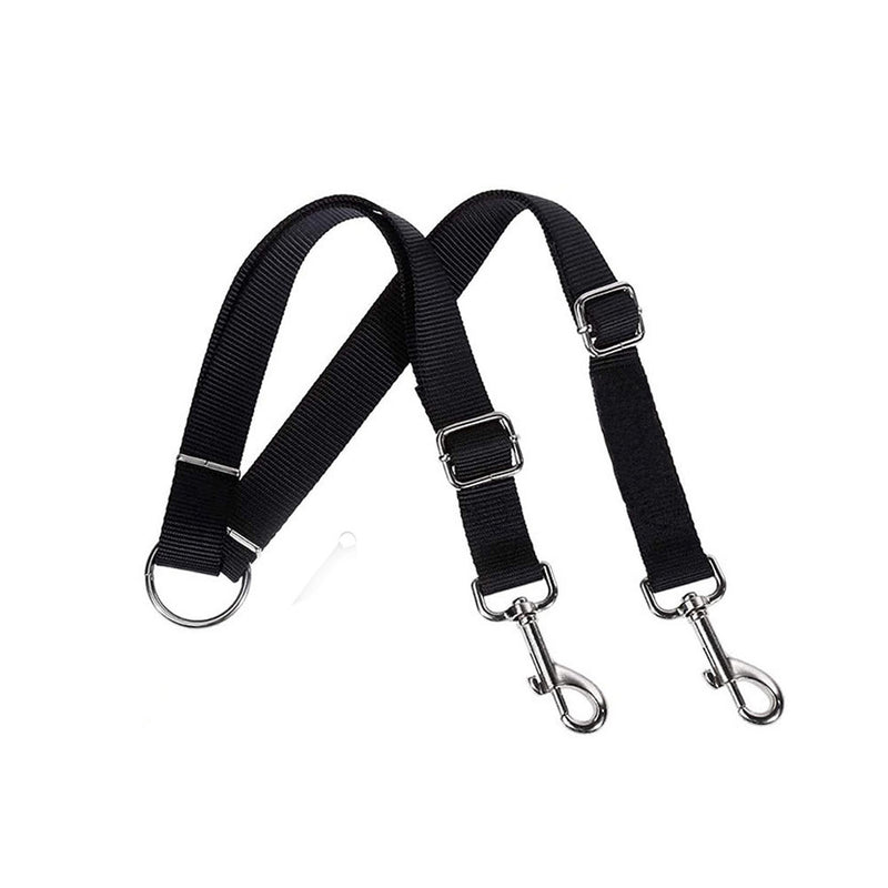 PAWS ASIA Wholesale Black Nylon Adjustable Training Double Hooks Dog Leash For Small Dog